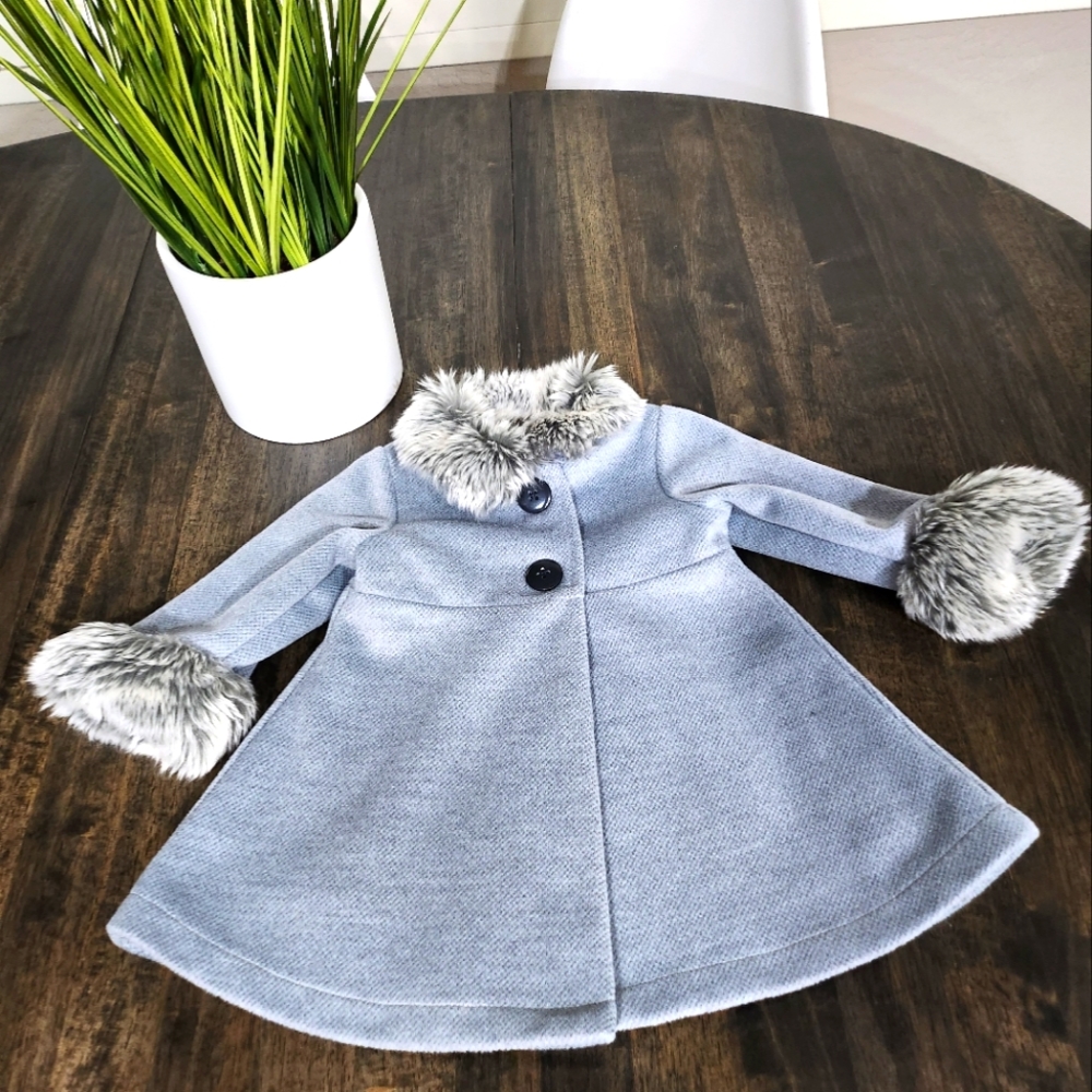 Starting Out Faux Fur Lined Pea Coat 12 months